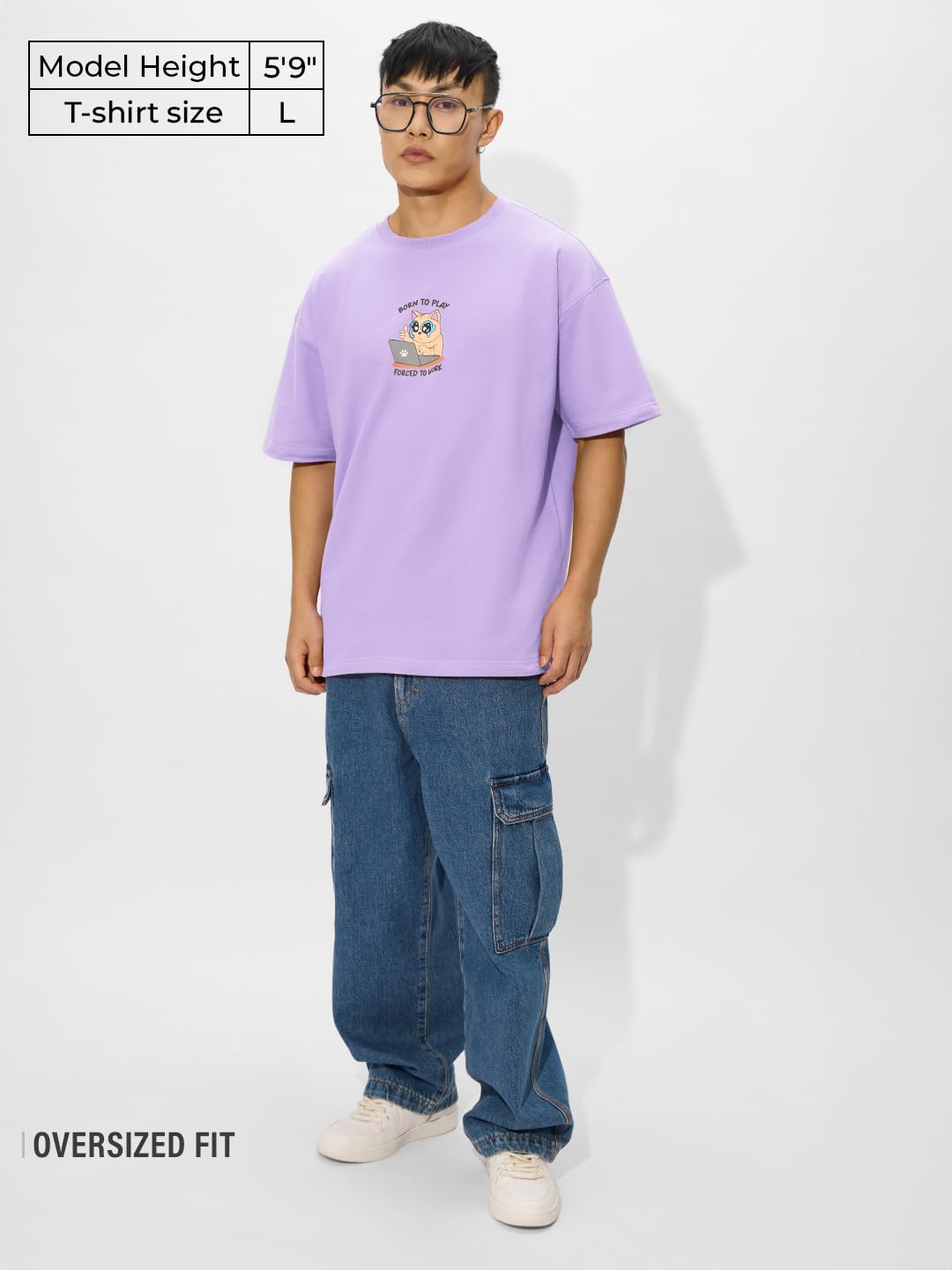 The Souled Store Oversized T-Shirt: Born to Play Men and Boys Short Sleeves Round Neck Graphic Printed Cotton Oversized T-Shirts