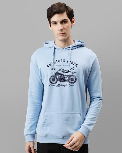 ADRO Mens Cotton Blend Neck Hooded Sweatshirt (H24-AME-SK_Sky Blue