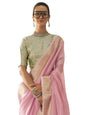 Madhuhansh Womens Soft Linen Saree With Unstitched Multicolor Paisley Blouse Piece Saree With Satin Border Comfortable Skin Frie