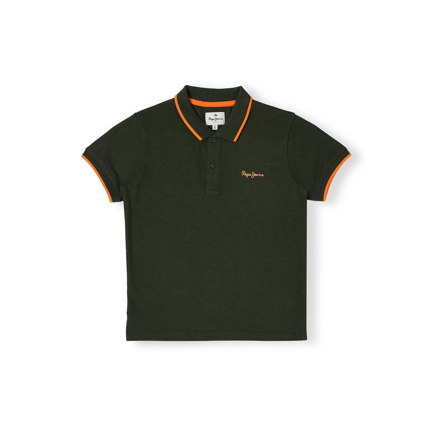 Pepe Jeans Boy Cotton Blend Regular Fit Polo (Pb540934_Olive Green 8),8-9 Years