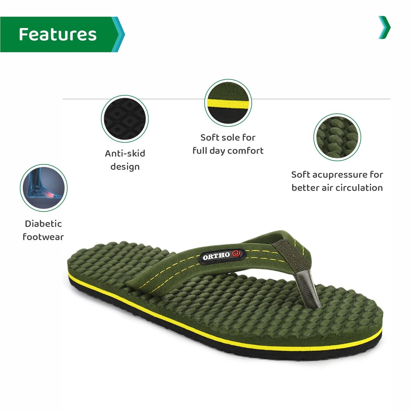 ORTHO JOY House Slipper for Womens Care | Orthopaedic | Diabetic | Acupressure | Comfortable | MCR | Flip Flop Ladies and Girl