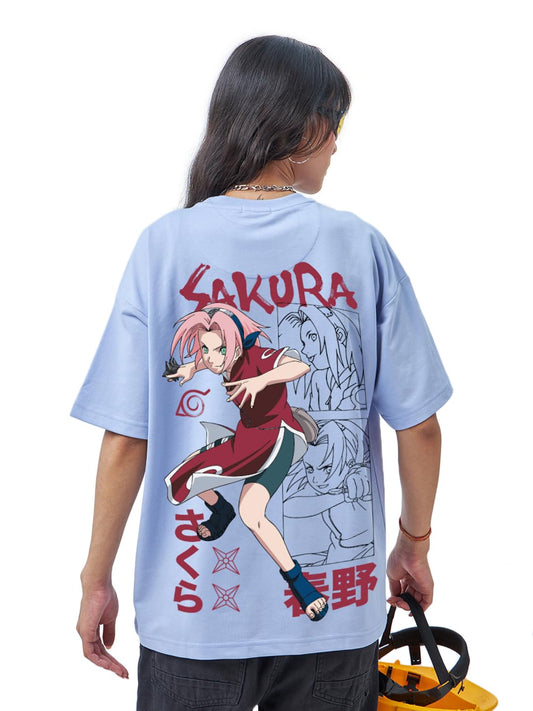 Bewakoof Heavy Duty 1.0 Official Naruto Merchandise Womens Graphic Print Oversized Fit Half Sleeve Round Neck Terry T-Shirt_637