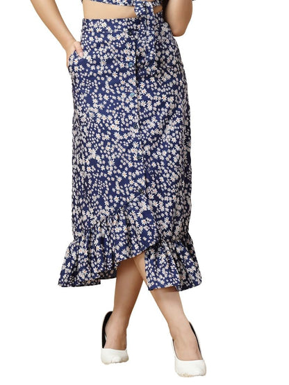 OOMPH! Long Skirts for Women Blue - msk198