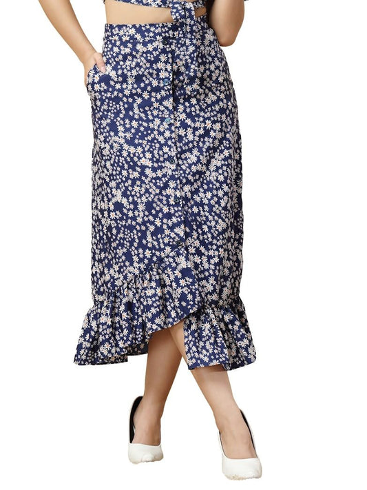 OOMPH! Long Skirts for Women Blue - msk198