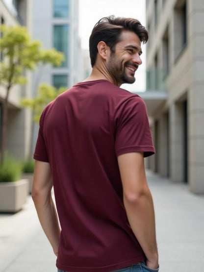 Nobero MenS Graphic Print Regular Fit T-Shirt (1M-Twts-C0561-Wr_Wine Red_1