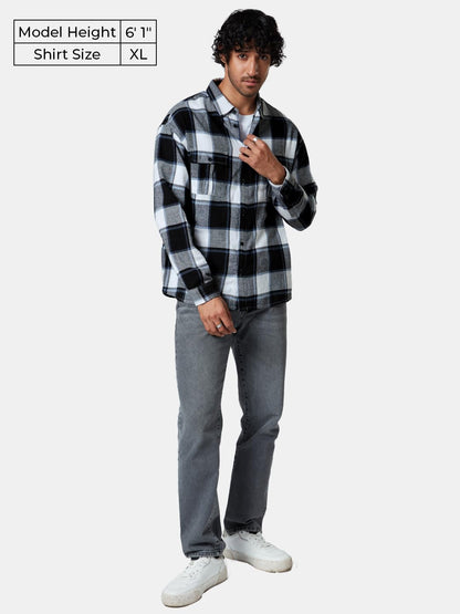 The Souled Store|Plaid: Grey White Mens and Boys Shirts|Full Sleeve|Regular fit Solid |100% Cotton Grey White Color Men Utility