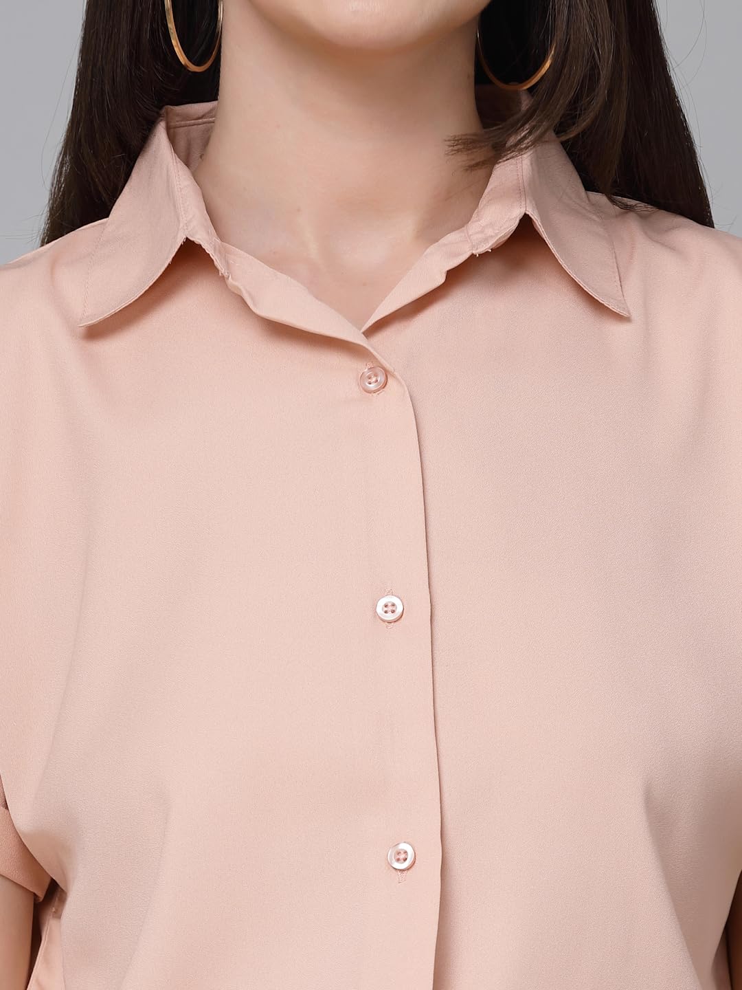 Stylel Quotient Women Solid Nude Polyester Formal Shirt