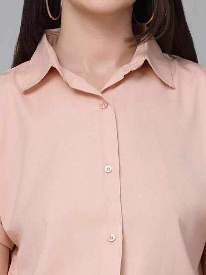 Stylel Quotient Women Solid Nude Polyester Formal Shirt