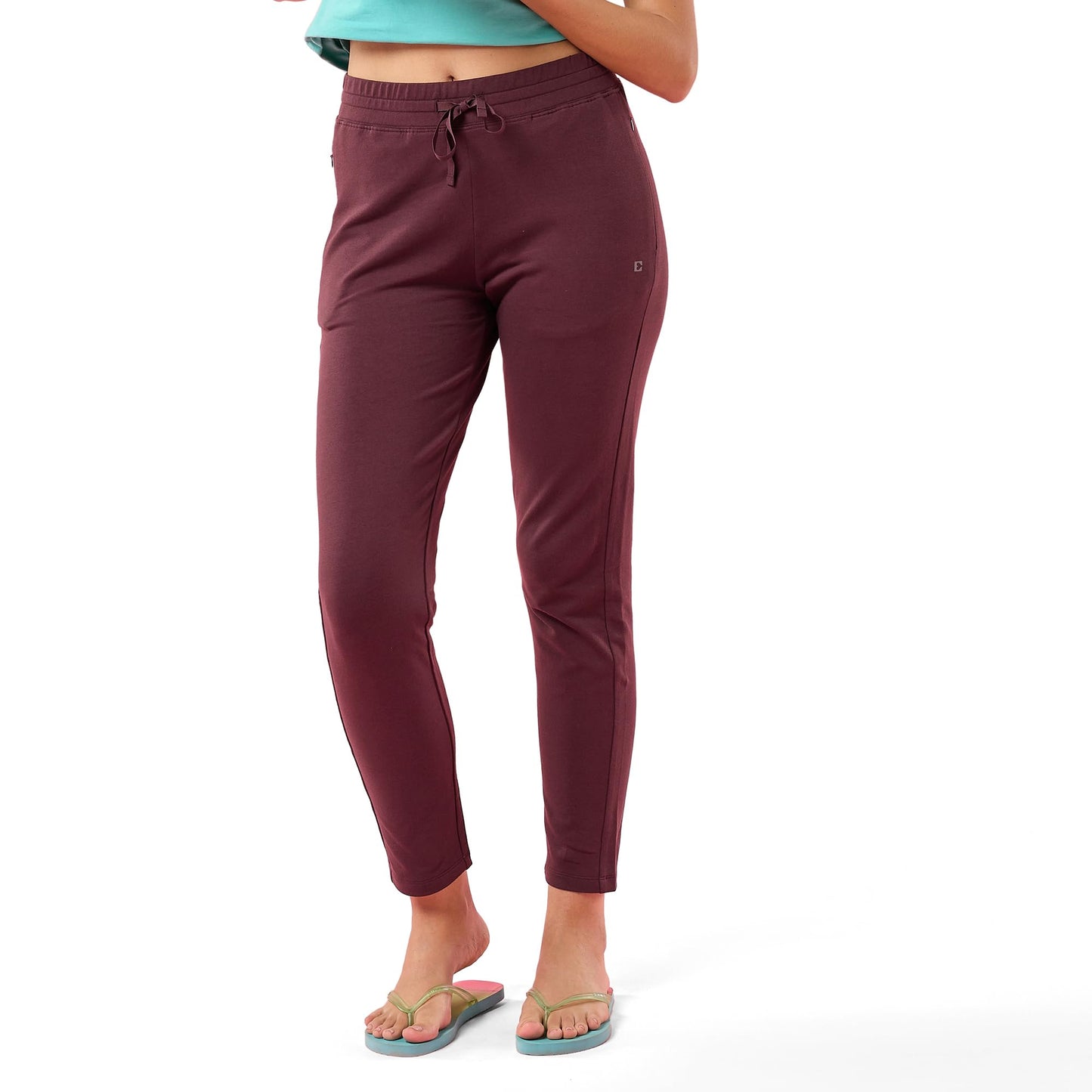 Enamor E060 Women Slim Fit Mid Rise French Terry Ankle length Lounge Pants