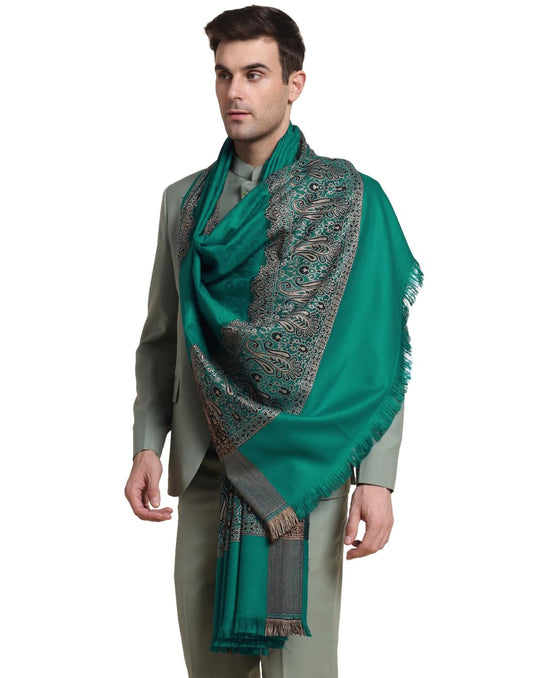 Weavers Villa Mens Acro Wool Blended Shawl - Handloom Woven Pattern - Stoles for Men - Gents Shawls - Soft & Warm Wrap - Ideal