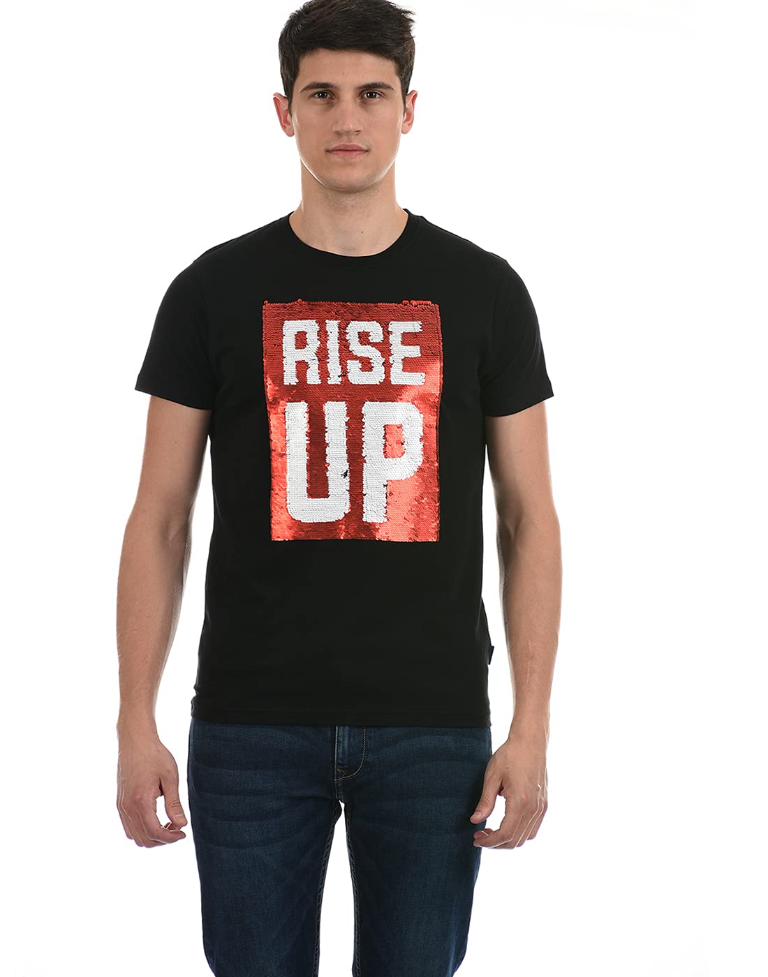 Pepe Jeans Men Solid Slim Fit T-Shirt(Pm507707_Black_M)