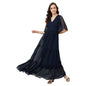 Rare Women'S Georgette Fit And Flare Maxi Casual Dress (Ep6216_Navy Blue_X-Large)