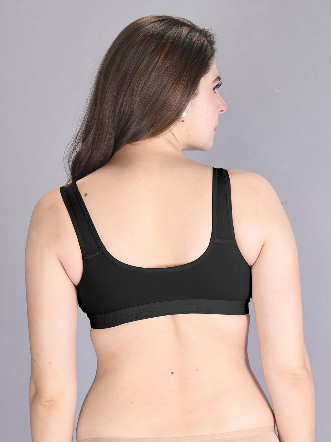 Lux Venus Wire Free Slip On Moulded Full Coverage Sports Bra Black