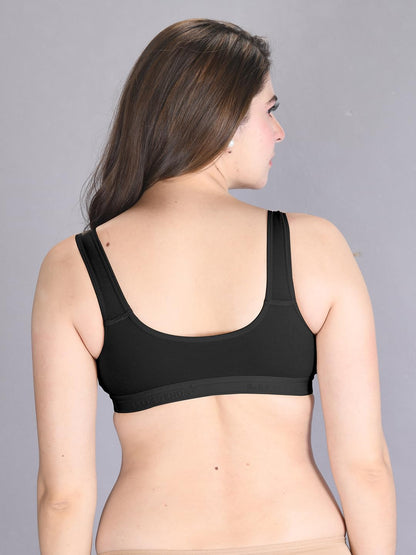 Lux Venus Wire Free Slip On Moulded Full Coverage Sports Bra Black