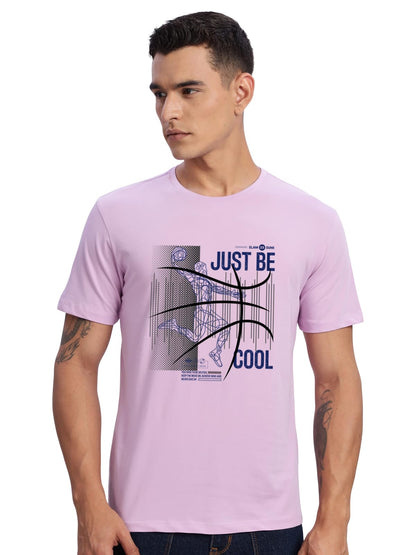 ADRO Men's Graphic Printed 100% Cotton T-Shirt - Regular Fit, Printed T-Shirts for Men (RN24-BCL-PU_Purple)