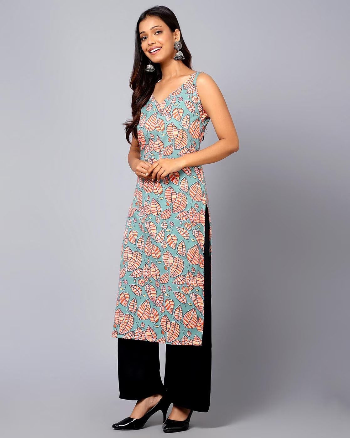 PATLANI Womens Crepe Full Stitched Kurti. Peach