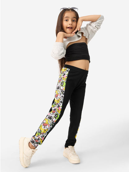 The Souled Store Girl Official Looney Tunes: Stripes Black Cotton Leggings