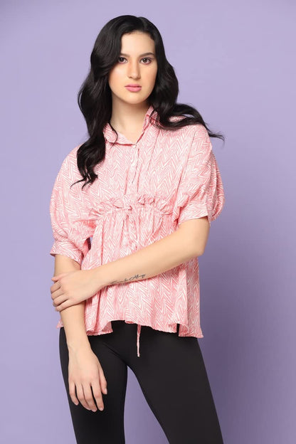 Leriya Fashion Tops For Women || Rayon Zig Zag Printed Tops For Women || Collared Neck || Casual Tops For Women || Front Plated