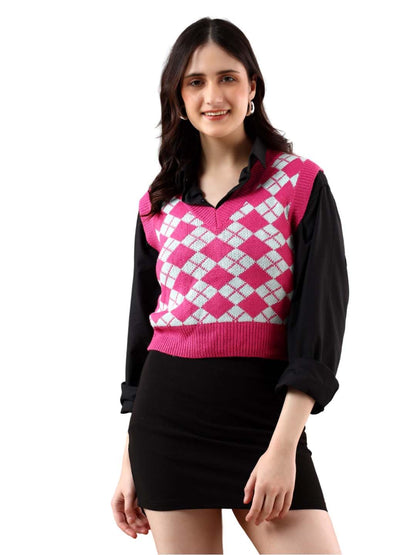 Kotty WomenS Trendy Sleeveless Sweater Vests  Perfect For Layering And Smart-Casual Outfits(Multicolored,L)