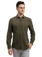Turtle Men Pure Cotton Slim Fit Self Design Olive Casual Shirt