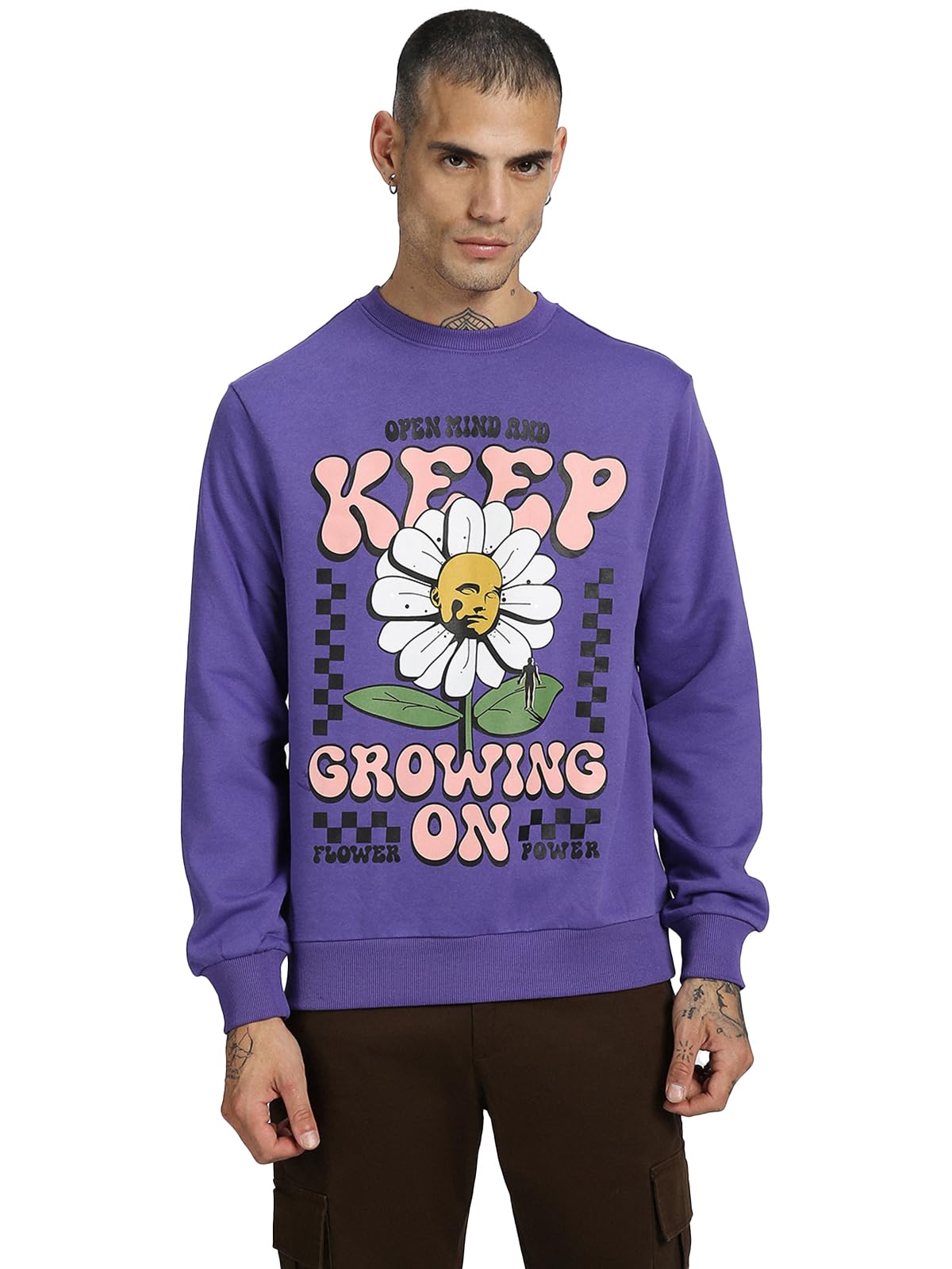 Veirdo Mens Cotton Poly Fleece Regular Fit Graphic Print Sweatshirt