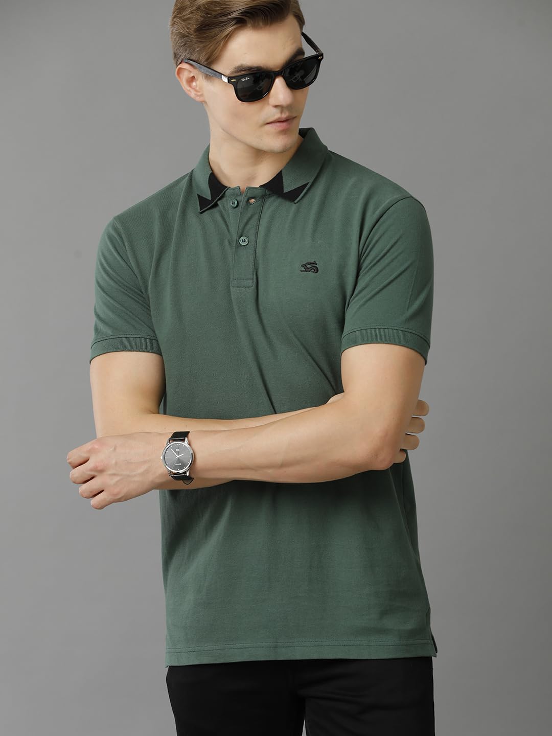 ADRO Premium Cotton Polo for Men (PN23-H-PLN-GRN_Green)