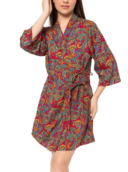 Clovia WomenS Crepe Paisley Print Robe (Ns1329D14_Pink_M)