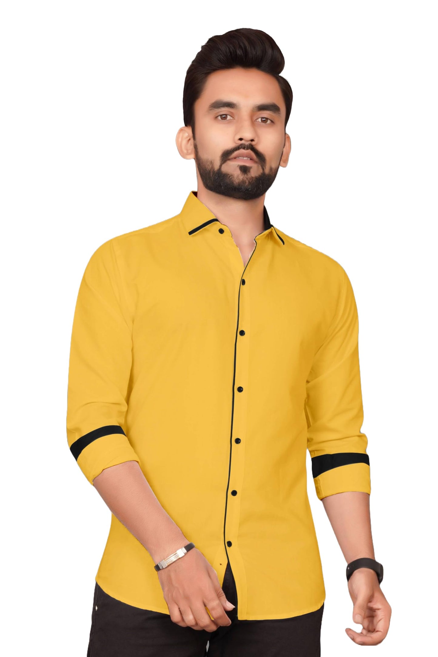 Besix MenS Rayon Blend Solid Shirt With Spread Collared Full Sleeve Button Closure Curved Hem Straight Length | Shirts For Men