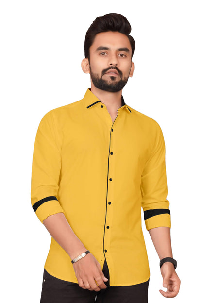 Besix MenS Rayon Blend Solid Shirt With Spread Collared Full Sleeve Button Closure Curved Hem Straight Length | Shirts For Men