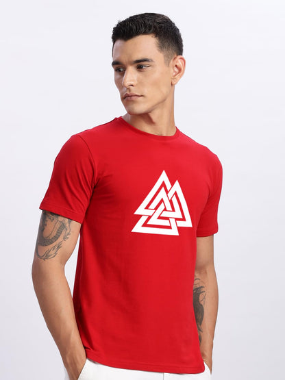 ADRO Triangle Mens Printed T-Shirt (RNR-M-TKT-RD_Red)