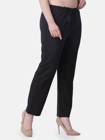 POPWINGS Casual Solid Trousers for Women || Straigh Leg Plain Women Trousers for Summer || Pull On Trousers for Women || Regular