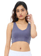 The Souled Store Solids: Acid Wash Lavender Women and Girls Sleeveless V Neck Cotton Blend Slim Fit Bralette Top