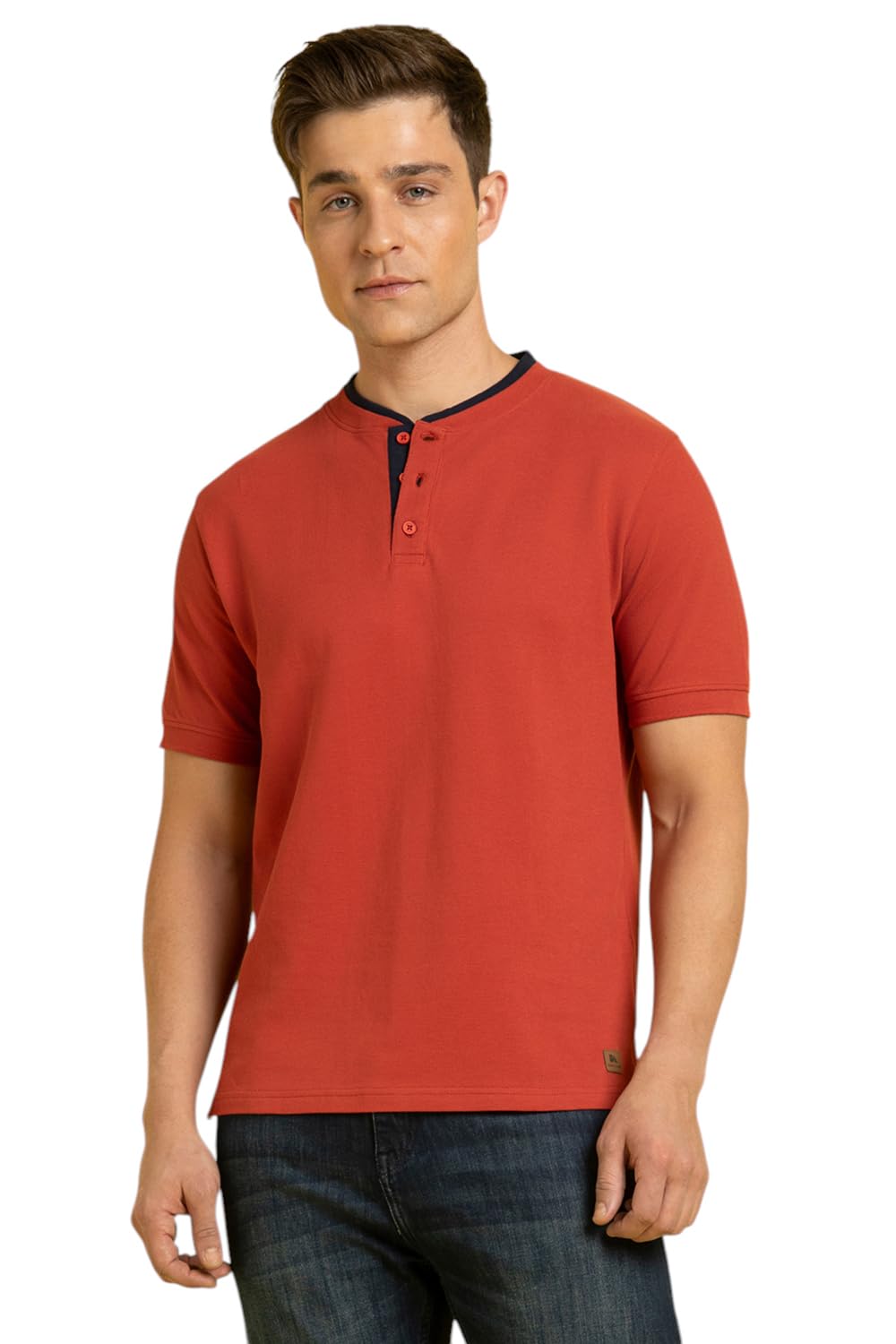 Dennis Lingo Men Cotton Regular Fit Solid T Shirts Rust