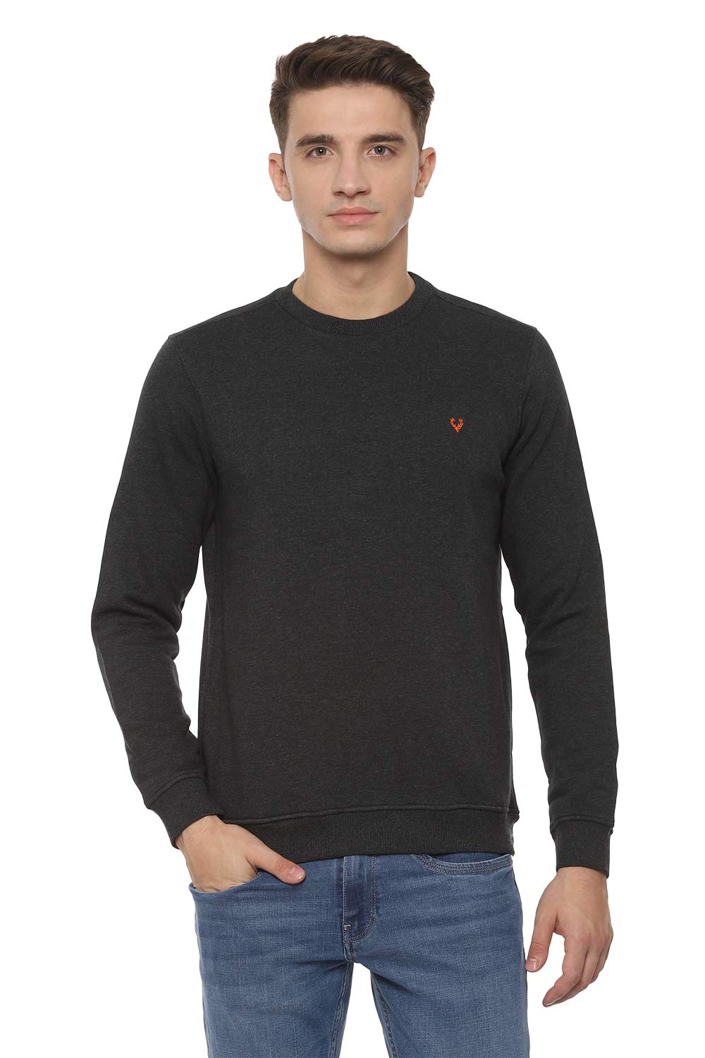 Allen Solly Men Denim Cotton Hooded Crew Neck T-Shirt