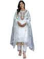 Vredevogel WomenS Embroidered Silk Blend Straight Kurta Trouser Pant Set With Dupatta | Ethnic Casual Kurti Set For Women (Whit