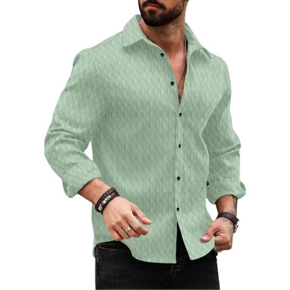 Deelmo MenS Regular Fit Button Down Dress Shirts Textured Long Sleeve Casual Hawaiian Shirt Pista