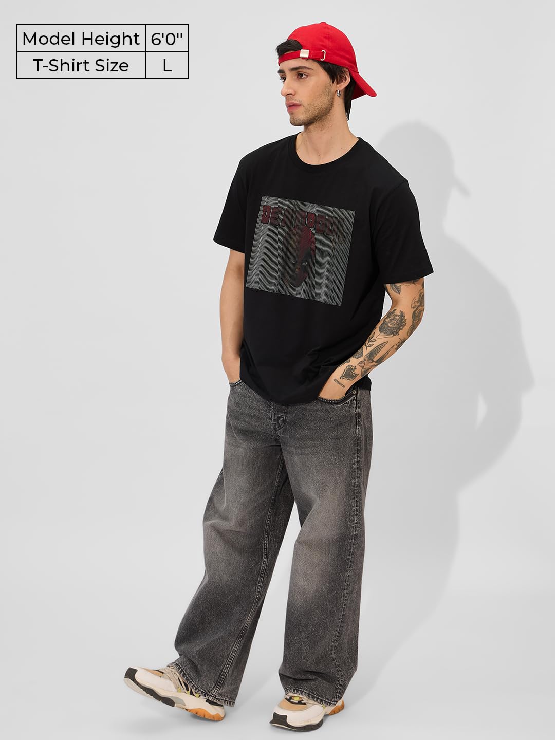 The Souled Store Official D&W: Dual Design Men and Boys Short Sleeves Round Neck Black Regular Fit Cotton T-Shirts