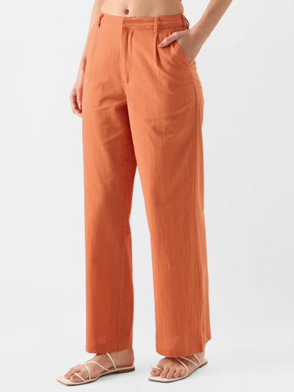 The Souled Store Solids: Rust Women Pants Pants Trousers Jeans Chinos Joggers Cargo Sweatpants Track Bottoms Slim Fit Straight L