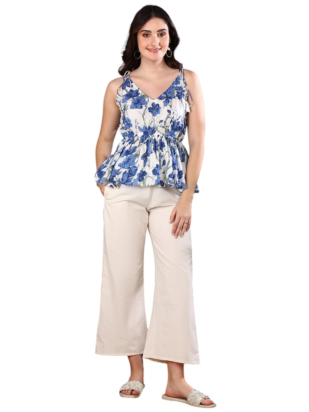 Stylum Womens Floral Printed Cotton Kurti Pant Set