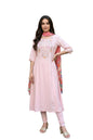 Aurelia Women'S Pink Embroidered Buti Shantung Anarkali Kurta With Tights And Dupatta Set - (As16392-609246-Xxl)