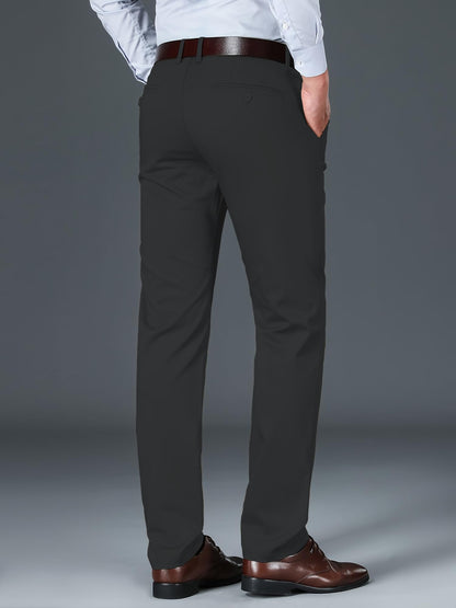 AVANOVA Mens Dark Grey Solid Trousers Light Business Style Slightly Stretch Straight Leg Pants for Outdoor Casual Daily (Trouse