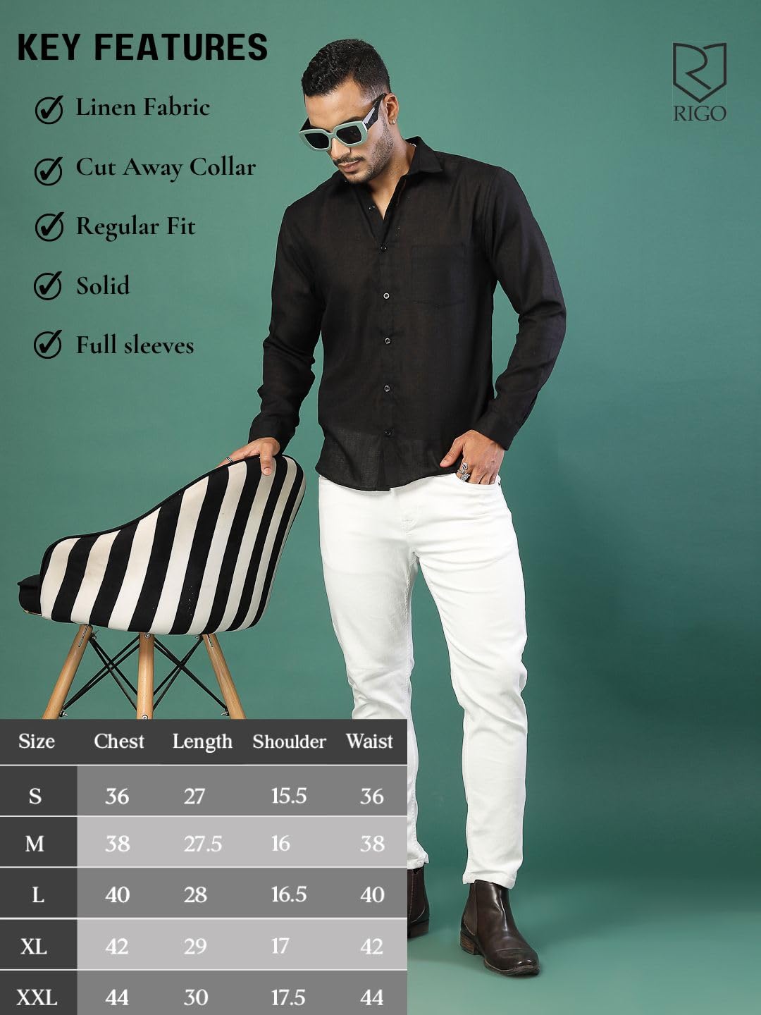 Rigo Linen Solid Shirts for Men | Full Sleeves Regular Fit Mens Shirt | Casual Shirt | Beach | Party | Outing Wear Shirt for Bo