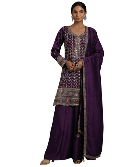 Libas WomenS Silk Blend Kurta Sets (48608_Purple