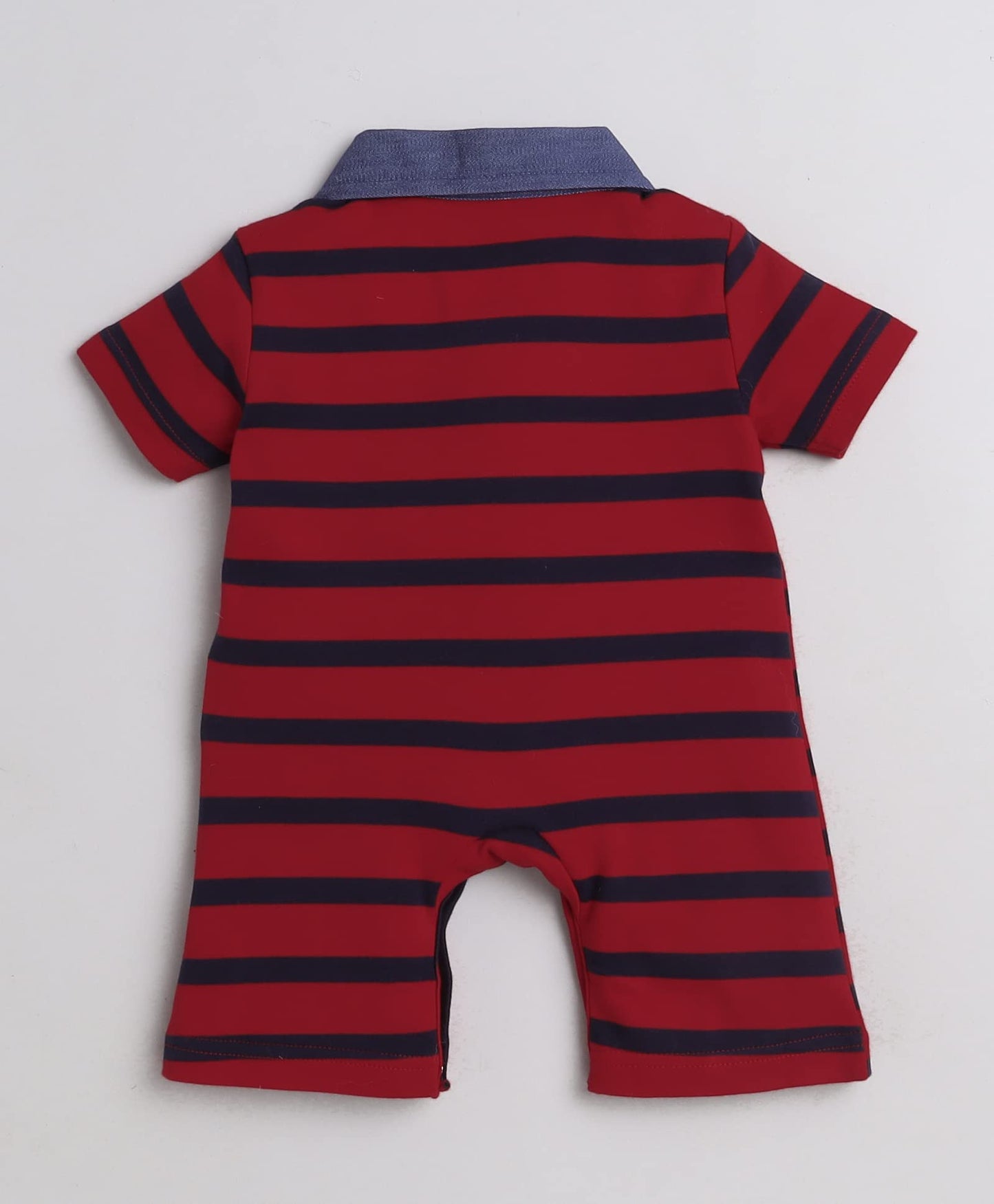 Bumzee Red Boys Half Sleeves Thigh Length Romper Age
