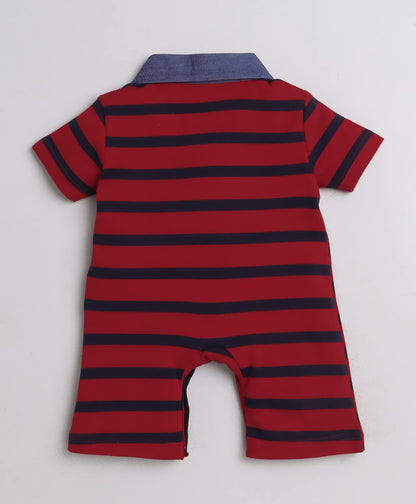 Bumzee Red Boys Half Sleeves Thigh Length Romper Age