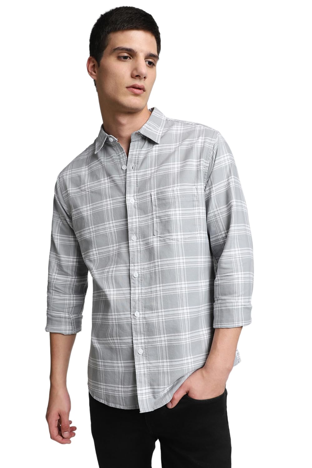 Dennis Lingo MenS Light Grey Casual Shirt