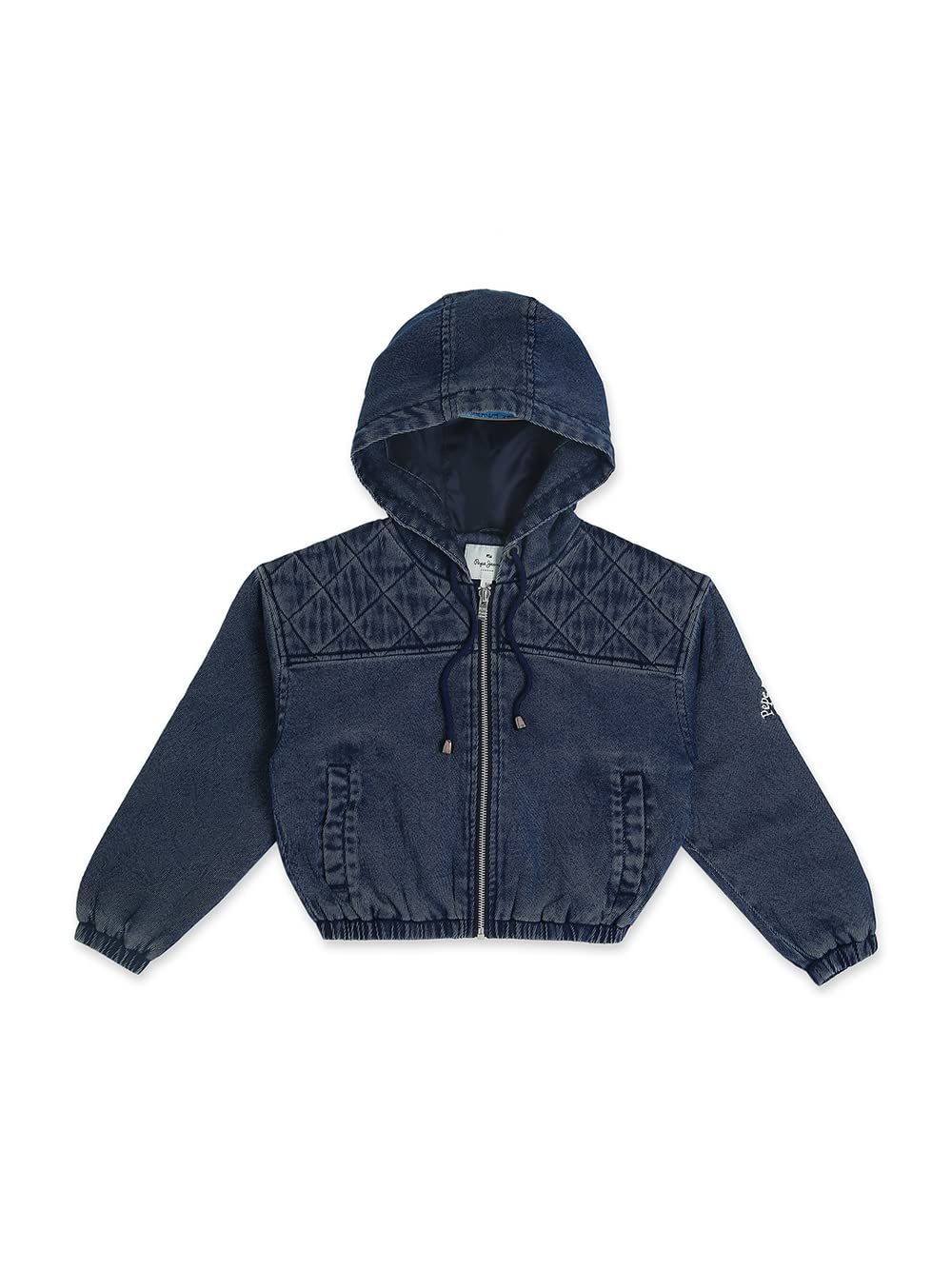 Pepe Jeans Girls Delphy Cropped Denim Jacket,Denim,4