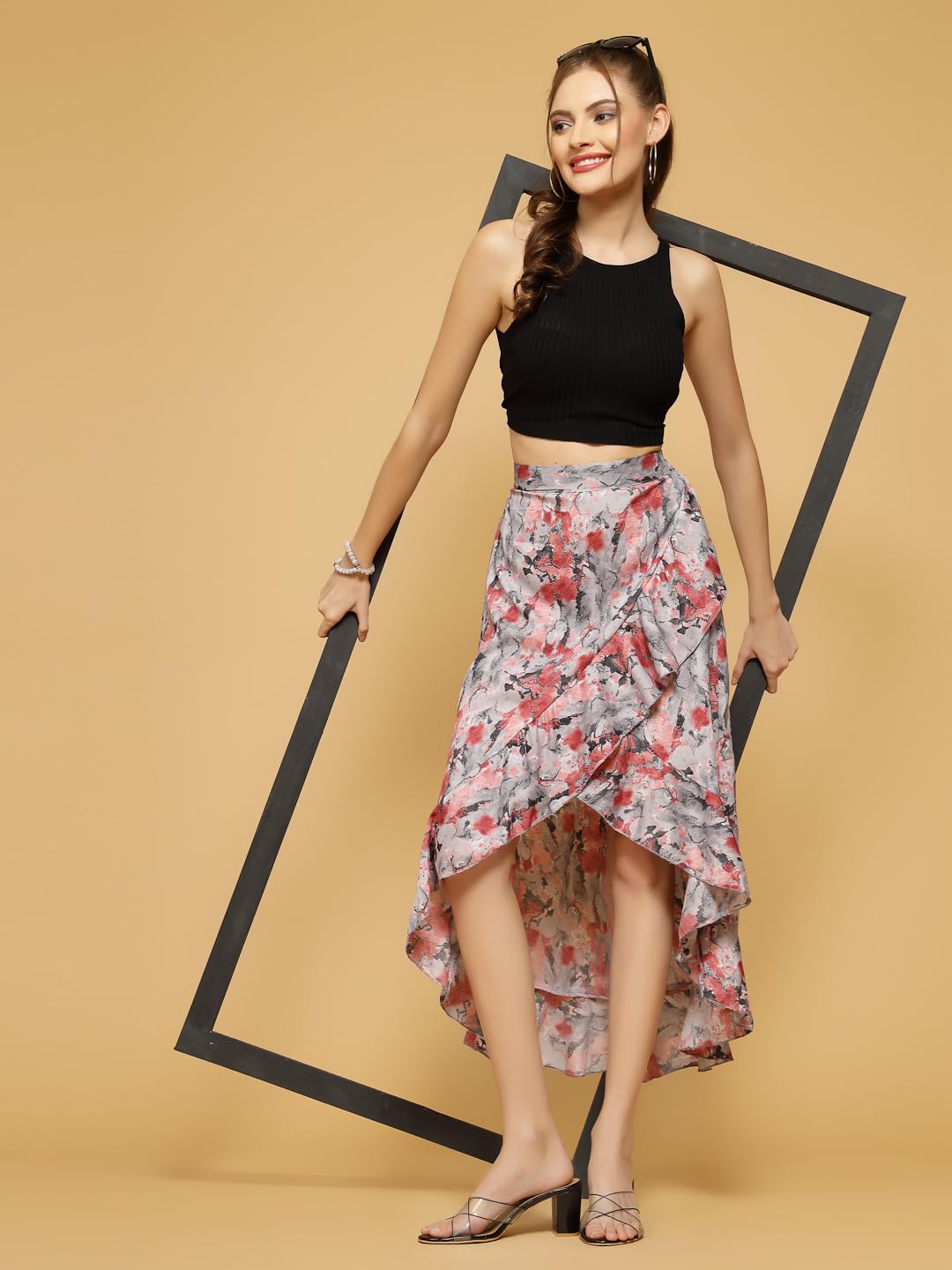 OOMPH! Long Skirts for Women Red - msk078
