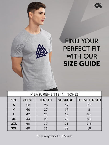 ADRO Triangle Mens Printed T-Shirt (RNR-M-TKT-GR_Grey)