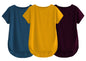 Fabricorn Combo Of Three Plain Mustard Yellow, Airforce Blue And Wine Round Neck Up And Down Cotton Tshirt For Women (Mustard Ye